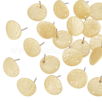 40Pcs Iron Textured Stud Earring Finding&nbsp;IFIN-HY0001-02MLG-1
