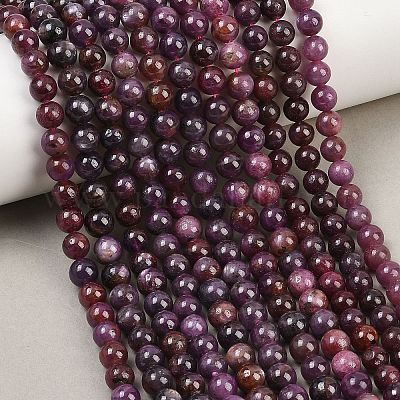 Natural Gemstone Ruby Round Beads Strands&nbsp;G-O017-6mm-06-1