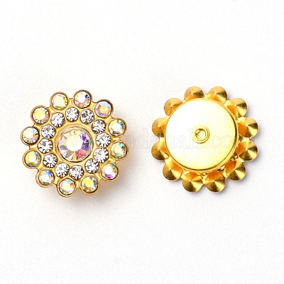 アクリルカボション  ラインストーン付き  フラットラウンド  ゴールドカラー  クリアAB  13.5x5mm&nbsp;LS-OACR-WH0025-05H-1