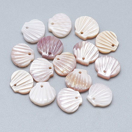 パールシェルのチャームのナチュラルホワイトシェルマザー  シェル  9.5~10.5x10~11x2~3mm  穴：1mm&nbsp;SSHEL-S260-097C-1
