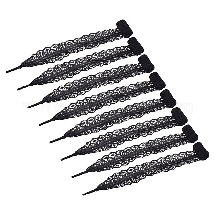 ポリエステルレース靴ひも10組  ブラック  820x30x0.2mm&nbsp;AJEW-TA0003-14C-1