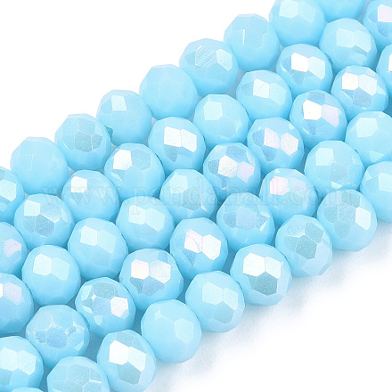 Electroplate Glass Beads Strands EGLA-A034-P4mm-B14-1