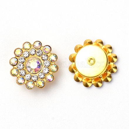 アクリルカボション  ラインストーン付き  フラットラウンド  ゴールドカラー  クリアAB  13.5x5mm&nbsp;LS-OACR-WH0025-05H-1