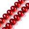 Transparent Electroplate Glass Beads Strands, Oval, Red, 14.5x11x10~10.5mm, Hole: 1.2mm, about 54~55pcs/strand, 24.17~24.41 inch(61.4~62cm)