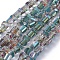 Electroplate Glass Beads Strands, Faceted, Half Plated, Half Round, Green Plated, 4x4x3mm, Hole: 0.8mm, about 148pcs/strand, 19.69 inch(50cm)