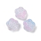 Transparent Glass Beads, Flowers Rose, Baking Paint, Light Steel Blue, 11.5x12x8.5mm, Hole: 1.2mm