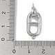 真鍮製折りたたみ式クラスプ  オーバル  プラチナ  25.5x10x6.5mm  穴：1mm&nbsp;FIND-U017-16P-01-3