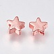 真鍮ビーズ  スター  ローズゴールド  6x6x2.5~3.3mm  穴：1mm&nbsp;KK-E735-27RG-2
