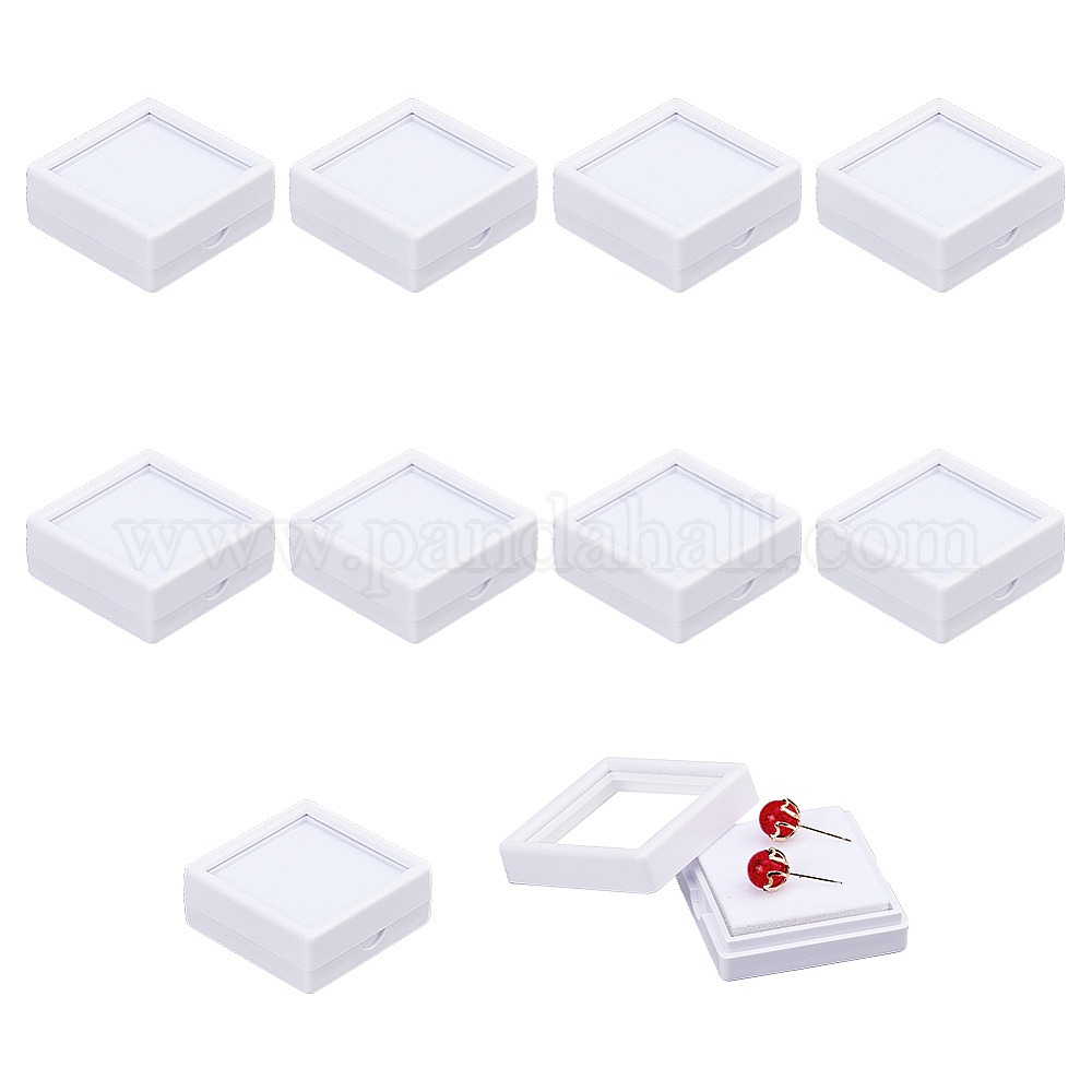 White Diamond Box Wholesale Acrylic Square Loose Diamond Box with Visible Window ...