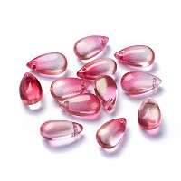 クリアガラスチャーム  染め＆加熱  ティアドロップ  サクランボ色  13.5x8x5.5mm  穴：1mm&nbsp;GLAA-O017-01D