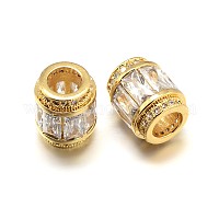 Column Brass Micro Pave Cubic Zirconia European Bead&nbsp;ZIRC-N017-20G-NR