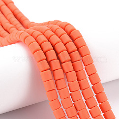 Polymer Clay Bead Strands, Column, Dark Orange, 5~7x6mm, Hole: 1.5~2mm, about 61~69pcs/strand, 15.74 inch