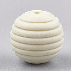 Food Grade Eco-Friendly Silicone Focal Beads, Round, Beige, 15x14mm, Hole: 2mm