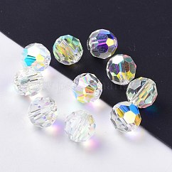 Imitation Austrian Crystal Beads, Grade AAA, K9 Glass, Faceted(32 Facets), Round, Clear AB, 8mm, Hole: 0.9~1.4mm