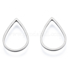 Non-Tarnish 201 Stainless Steel Linking Rings, Teardrop, Stainless Steel Color, 16x11x1mm, Inner Diameter: 9x13.5mm