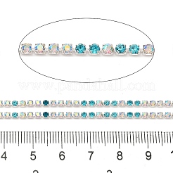 ラインストーンと鉄のカップチェーン  スプールで  ブルージルコン  2x2x2mm  約10ヤード/ロール&nbsp;CH-A007-01G