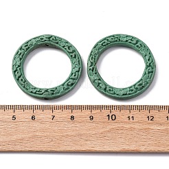 シナバービーズ  彫刻が施された漆器  リング  ミディアムシーグリーン  37.5x5.5mm  穴：1.6mm&nbsp;CARL-K001-18