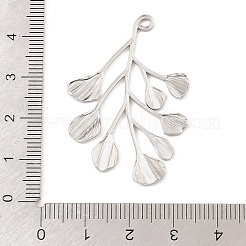 304ステンレスペンダント  葉のチャーム  ステンレス鋼色  41.5x28.5x1.5mm  穴：1.8mm&nbsp;STAS-Z199-12P-03