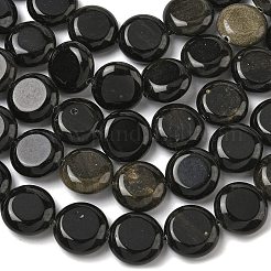 Natural Golden Sheen Obsidian Beads Strands&nbsp;G-L648-B23-15mm-01
