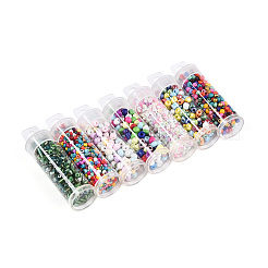 7 ボトル DIY ガラス シード ビーズ セット  混合図形  混合スタイル  ミックスカラー  1~25.5x1.5~5mm  穴：0.6~1.5mm  容量：10ml（0.34fl.oz）&nbsp;DIY-N006-02A