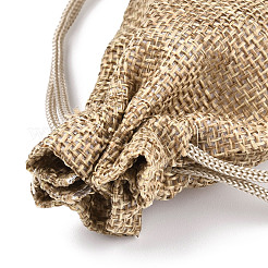 Polyester Imitation Burlap Packing Pouches Drawstring Bags&nbsp;ABAG-R005-9x7-15