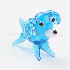 手作りランプワーク子犬ホームディスプレイ装飾  3dビーグル犬  ディープスカイブルー  25x16x17mm&nbsp;LAMP-J084-24