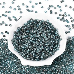 ピカソ ベーキングペイント ガラスシードビーズ  双円錐形  ダークターコイズ  4~4.5x3.5~4mm  穴：0.9~1.2mm  約6165個/ポンド&nbsp;SEED-N007-37G