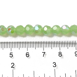 ジェイド風ガラスビーズ連売り  ファセット（32ファセット）  ラウンド  薄緑  6x5.5mm  穴：0.9mm  約94~97個/連  21.06~21.18''（53.5~53.8センチメートル）&nbsp;LS-EGLA-A035-J6mm-L01
