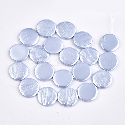 シェルパールビーズ連売り  スプレー塗装  フラットラウンド  ライトブルー  20x3mm  穴：1mm  約20個/連  15.9インチ&nbsp;SSHEL-T007-22C