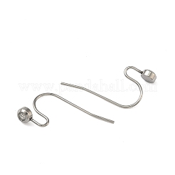 304ステンレススチールピアスフック  ラインストーン付き  クリスタル  ステンレス鋼色  21x17x4mm  21ゲージ  ピン：0.7mm&nbsp;STAS-P237-14P