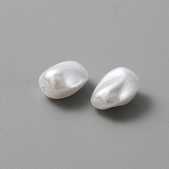 ABSプラスチックパール調ビーズ  オーバル  ホワイト  10x7x5.5mm  穴：1.2mm&nbsp;KY-WH0036-33