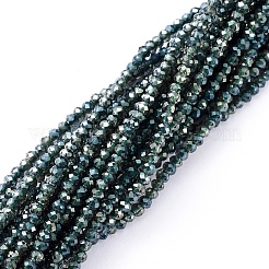 電気メッキガラスビーズセット  半分メッキ  多面カット  ロンデル  ダークスレートグレー  2x1.5mm  穴：0.6mm  約208~220個/連  34~36cm&nbsp;EGLA-F149-HP-01