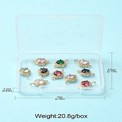 10Pcs Light Gold Plated Brass Pave Cubic Zirconia Connector Charms&nbsp;KK-CJ0002-26