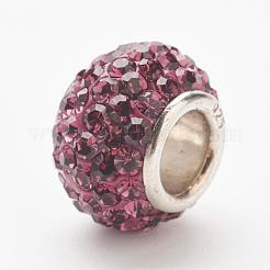 オーストリアクリスタルヨーロピアンビーズ  大穴ビーズ  スターリングシルバーコア925個  ロンデル  204 _amethyst  11~12x7.5mm  穴：4.5mm&nbsp;STER-E049-E23