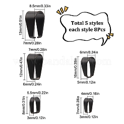 40個 5スタイル 304ステンレススチール スナップオンベイル  電気泳動黒  7~13x4~8.5x3~7mm  インナー：6~12x3~7mm  8個/スタイル&nbsp;STAS-SC0004-94