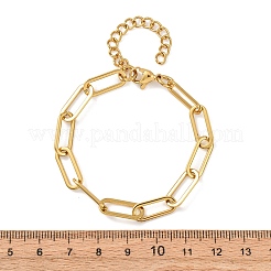 女性用304ステンレススチールペーパークリップチェーンブレスレット  ゴールドカラー  6.50インチ（16.5cm）&nbsp;BJEW-F536-22G