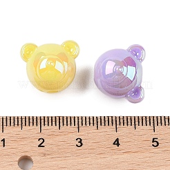 UVメッキアクリルビーズ  クマ  ミックスカラー  13.5x16x14.5mm  穴：2.8mm&nbsp;OACR-M013-03