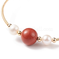 Natural Gemstone & Pearl Round Beaded Bangle&nbsp;BJEW-JB08464