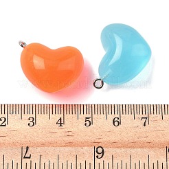 蓄光樹脂チャーム  プラチナ鉄ループ付き  暗闇で光る  ハート  23x23x15mm  穴：1.8mm&nbsp;RESI-Z038-01P-01