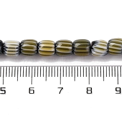 手作りのランプワークシェブロンビーズ連売り  バレル  ダークカーキ  6x6mm  穴：1mm  約63個/連  15.16''（38.5センチメートル）&nbsp;LAMP-K041-01A-06