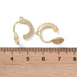 真鍮製、キュービックジルコニア付きカフイヤリング金具  カドミウムフリー＆ニッケルフリー＆鉛フリー  リング  14KGP本金メッキ  18.5x14.5x7.5mm  穴：1.2mm&nbsp;KK-B087-14G