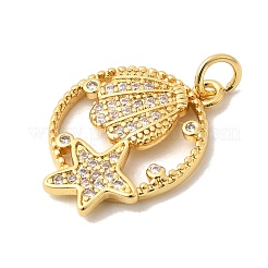 Brass Micro Pave Cubic Zirconia Pendants&nbsp;KK-P343-01E-G