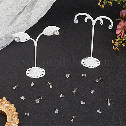1 Set Minimalist Zirconia Stud Earrings in Stainless Steel&nbsp;EJEW-BBC0002-03