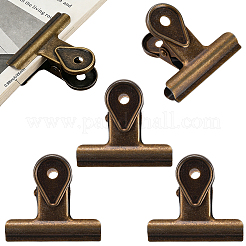鉄製バインダークリップ4個  ノート紙のクリップ  事務用品  アンティークブロンズ  54x65x39mm  穴：6mm&nbsp;AJEW-CP0011-88B