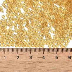 透明な色のガラスの丸いシードビーズ  ゴールデンロッド  2~2.5x1.5mm  穴：1mm  約28125個/ポンド&nbsp;SEED-B001-06A-05