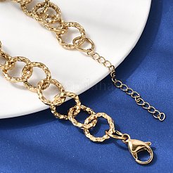 12MM Women's 304 Stainless Steel Textured Ring Link Chain Necklaces&nbsp;NJEW-A067-04G