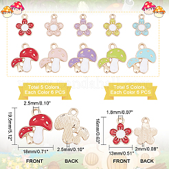 60本10スタイルアロイエナメルペンダント  ライトゴールド  ミックスカラー  16~19.5x13~18x2~2.5mm  穴：1.8~2.5mm  6個/スタイル&nbsp;ENAM-PH0001-99