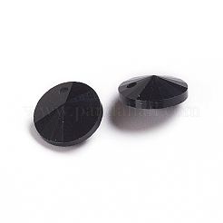 ガラスチャーム  多面カット  コーン  ブラック  8x4mm  穴：1~1.2mm&nbsp;RGLA-L026-A09