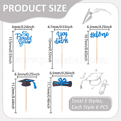 10Pcs Graduation Theme Paper Cake Insert Card Decoration&nbsp;AJEW-WH0270-500B
