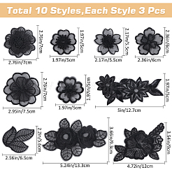 30Pcs 10 Style Flower/Leaf Organza Embroidery Sew on Appliques&nbsp;PATC-GF0001-28